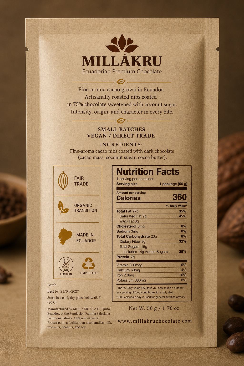 Cacao Pearls - Dark Chocolate Cacao Nibs - Imagen 2